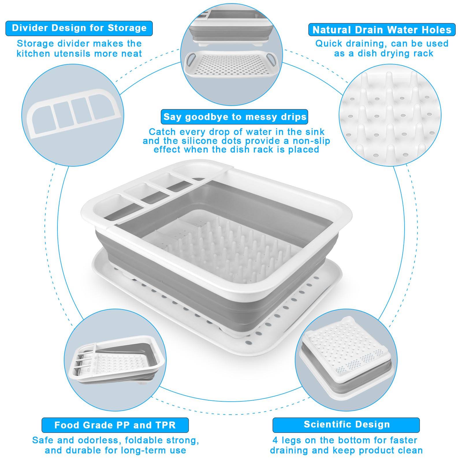Seropy RV camper dish rack in sink ideal for travel and storage.