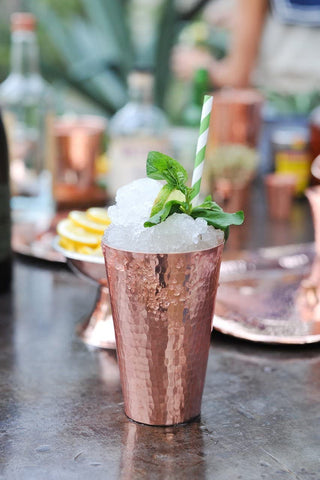 Sertodo 25oz copper cup close-up shows patina aging, an heirloom-ready finish.