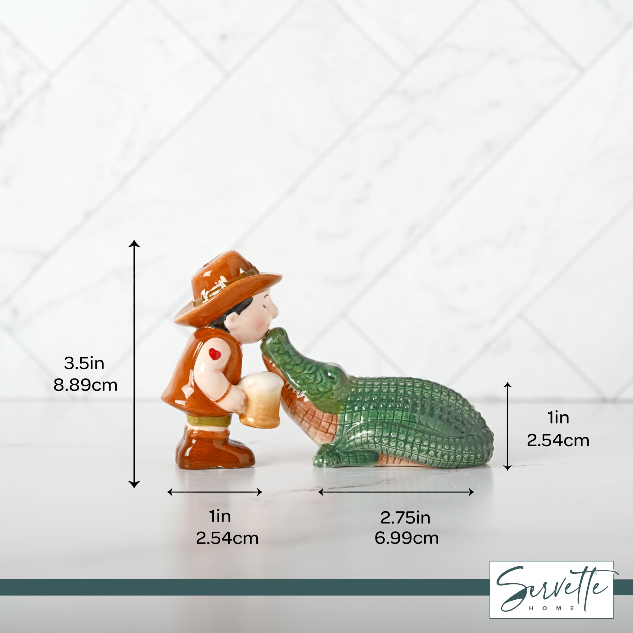 Servette Home crocodile salt shaker with removable insert for easy filling