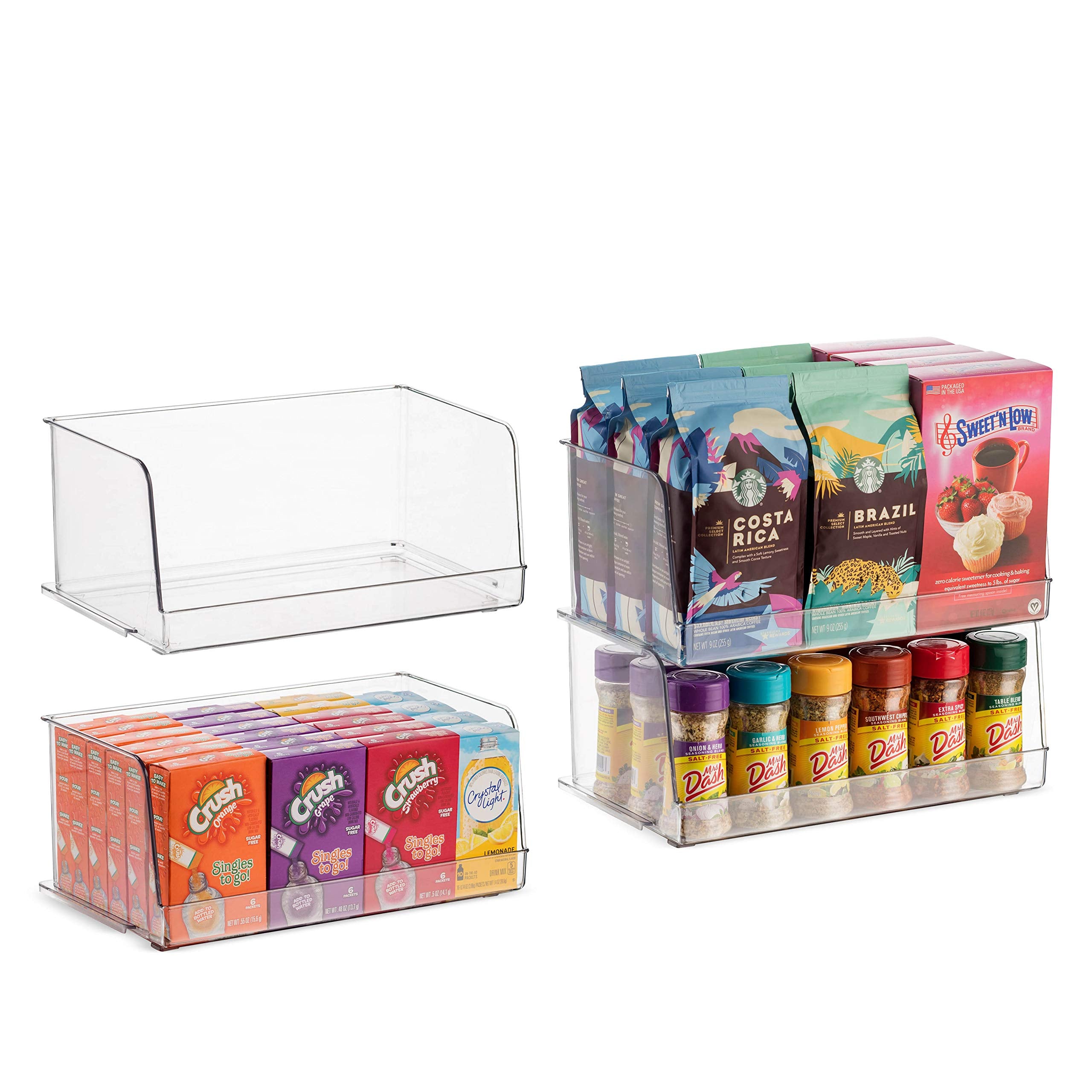 Seseno clear pantry bins set of 4 with front open design for easy access