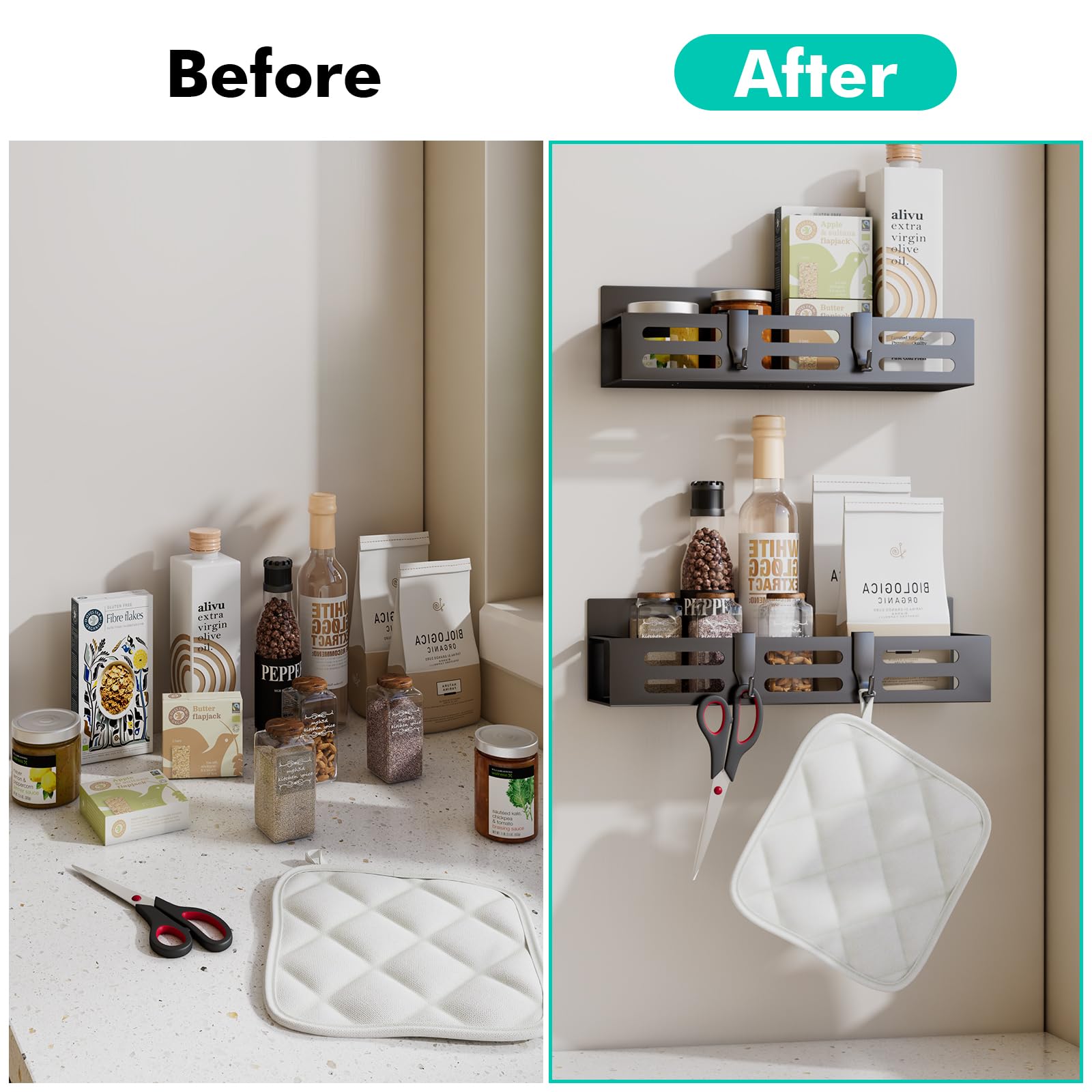 SETBAOO 10-pound magnet strength keeps jars and bottles stable.