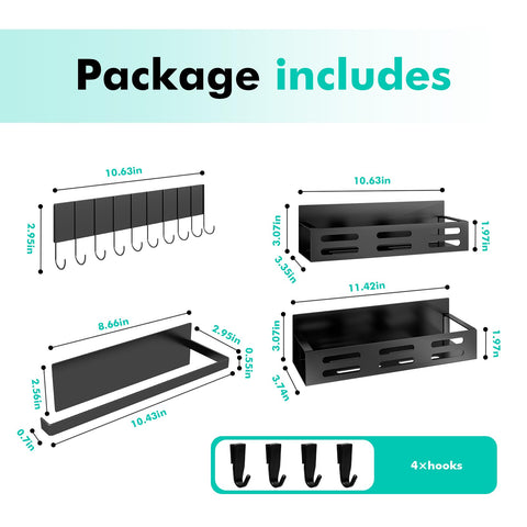  SETBAOO 4-hook magnet rack provides removable hooks for utensils and tools.