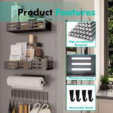 SETBAOO fridge organizer in carbon steel with a sleek black finish.
