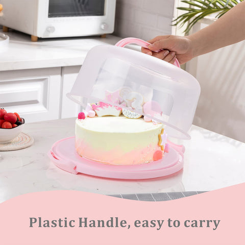 SETLUX pink round cake holder top view with lid