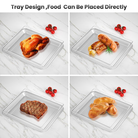 SettleDown elevated mesh basket improves air flow for crisp fries.
