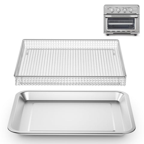 SettleDown stainless steel air fryer basket with mesh design promotes even cooking.