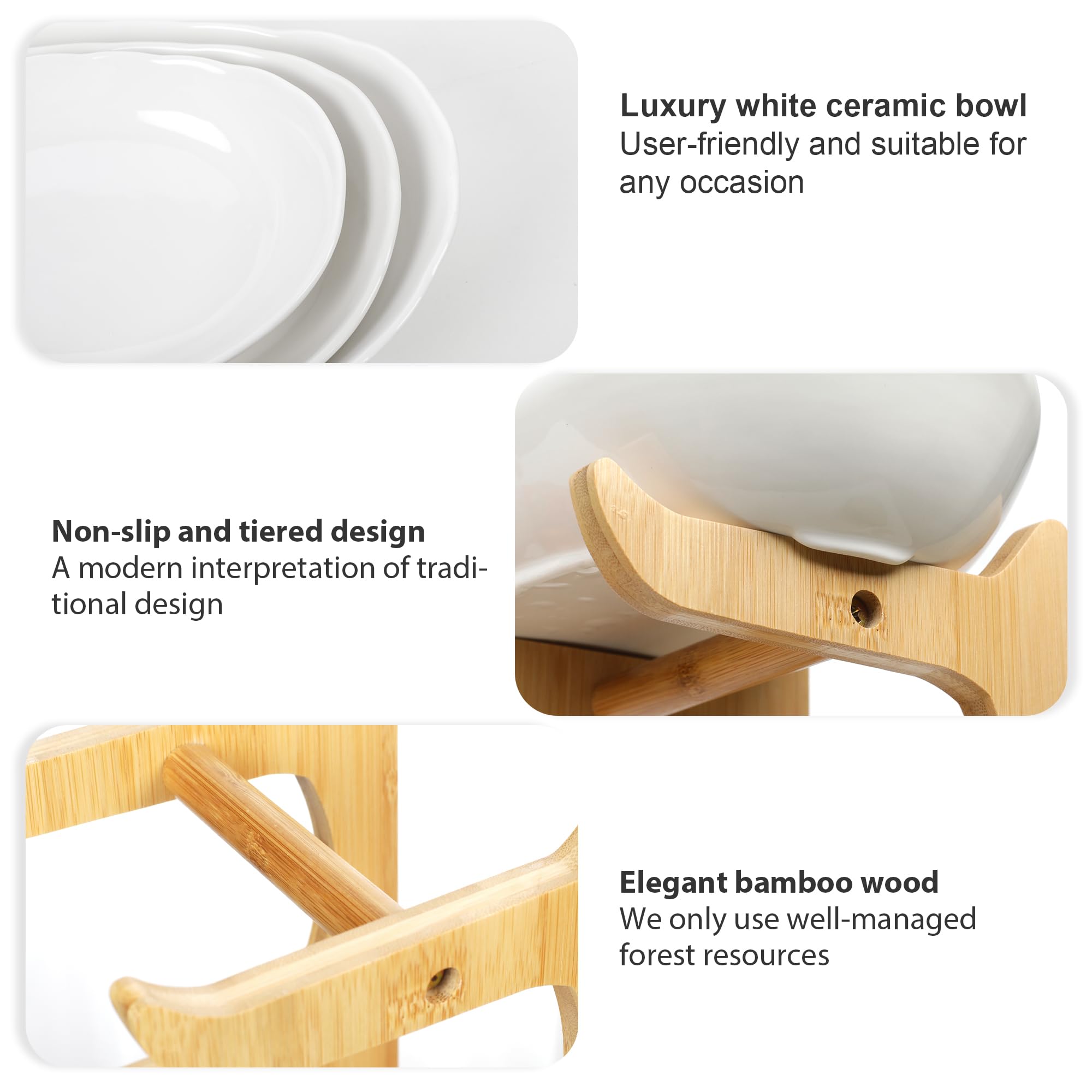 Seven Sparta bamboo stand keeping kitchen counter organized with large fruit and snacks