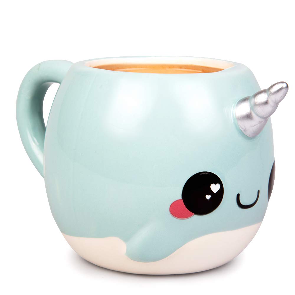 Detail of the silver unicorn horn on the Seven20 narwhal mug.