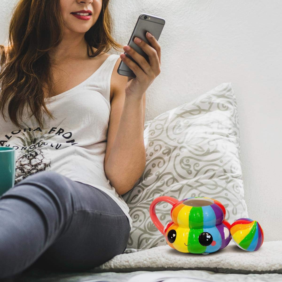 Seven20 vibrant emoji mug for kids and adults who love rainbows.