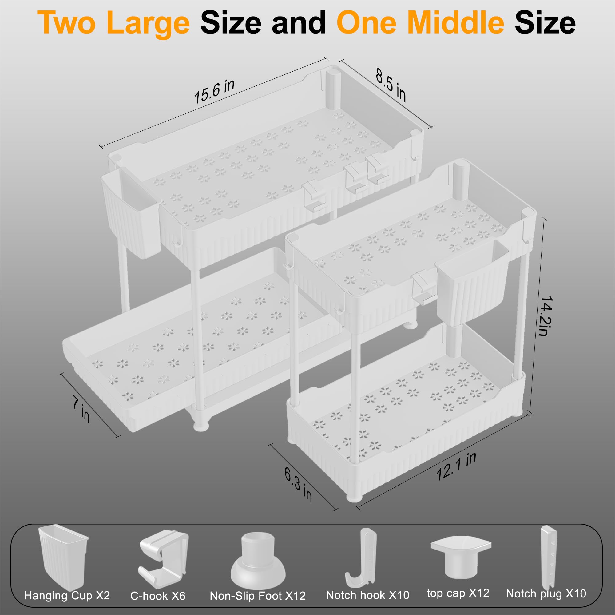 Sevenblue white two-tier cabinet storage optimizes space