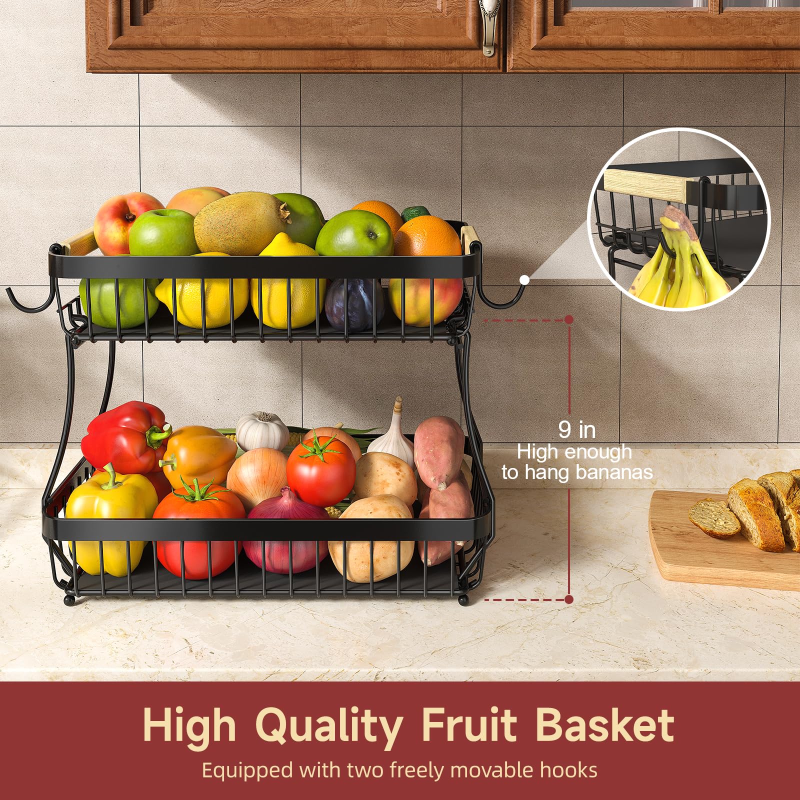 Sevenblue banana hangers keep bananas separated to avoid bruising and spoilage.