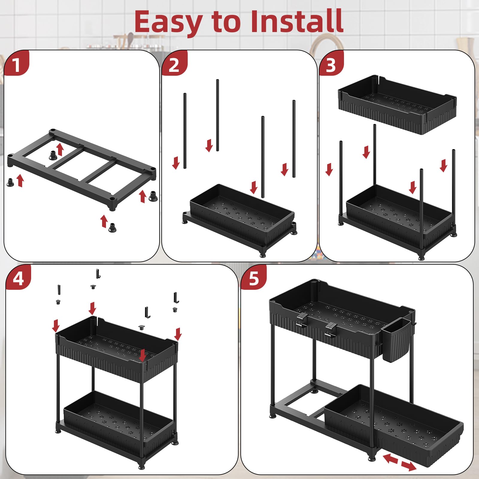 Sevenblue black finish adds a modern look to cabinets.