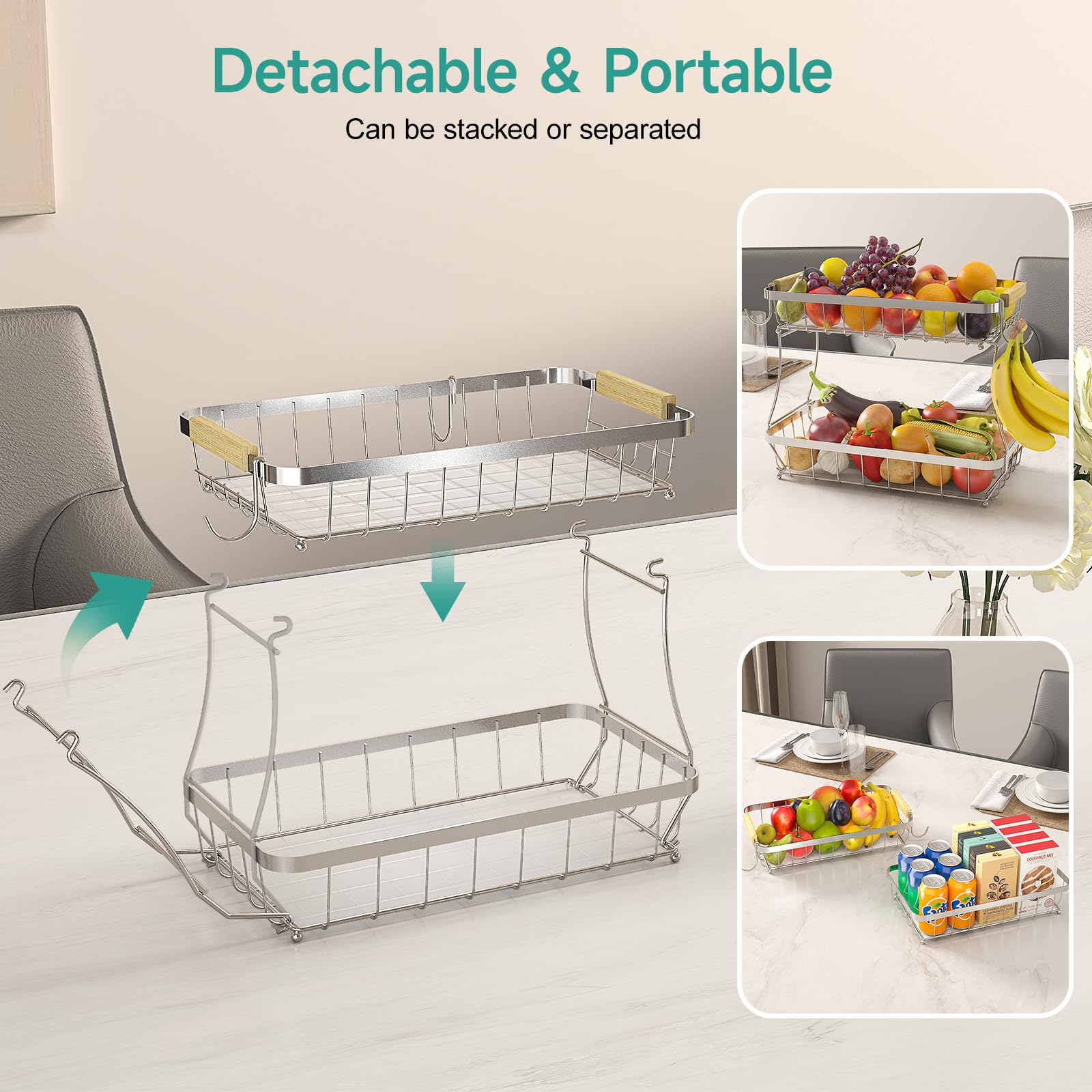 Detachable metal bowl from Sevenblue basket for simple storage or gifting.