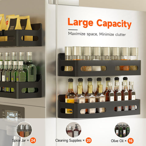 Sevenblue durable plastic magnetic racks provide stable spice storage with a firm grip.