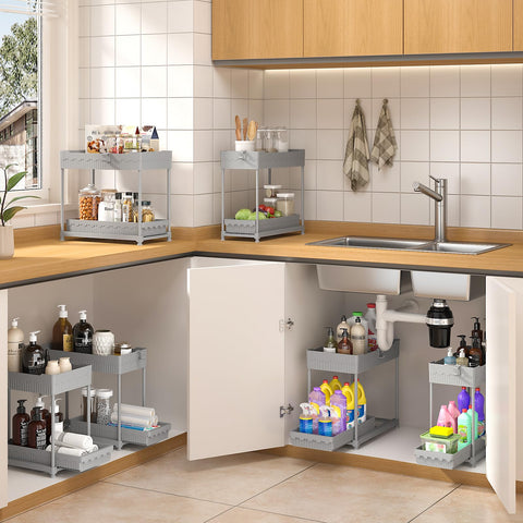 Sevenblue hanging cup and hooks add versatile accessories for tidier cabinets.