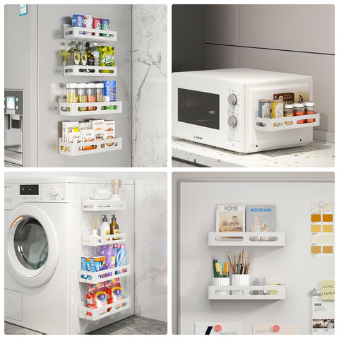 Sevenblue compact set on refrigerator door helps declutter counters.