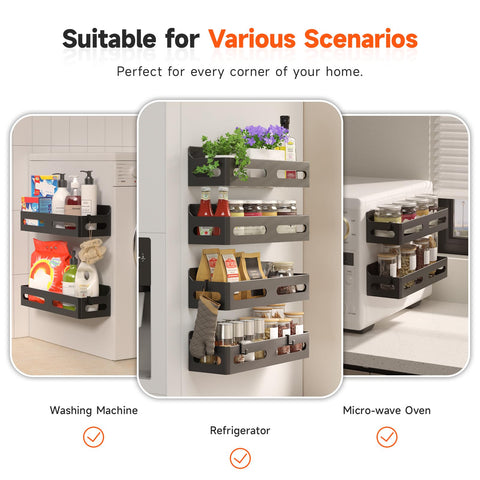 Sevenblue multi-tier rack supports neat fridge organization and easy jar access.