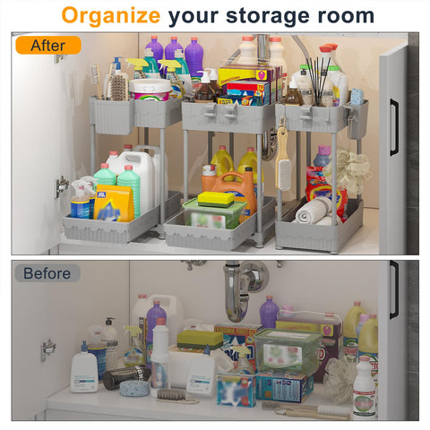 Sevenblue non-slip feet keep the organizer stable on cabinet floors.