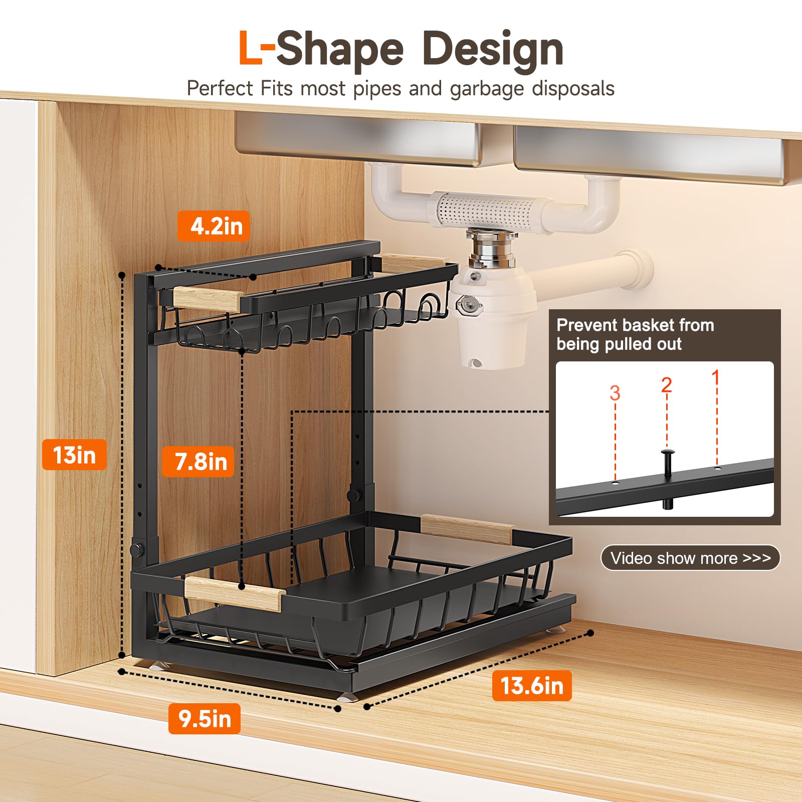 Sevenblue plumbing-friendly layout fits around pipes while expanding storage.