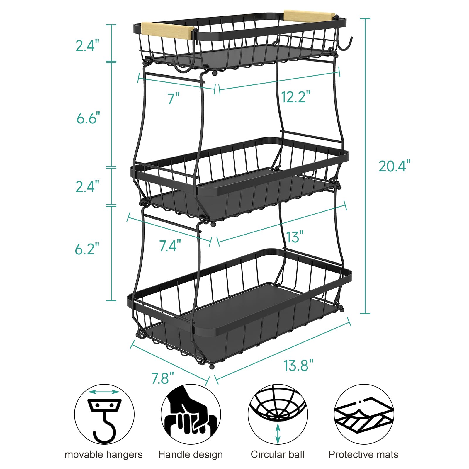 Sevenblue sturdy metal wires support a full counter display.