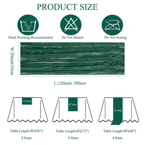 Seveups emerald green cheesecloth runner showing wrinkle texture for elegance.