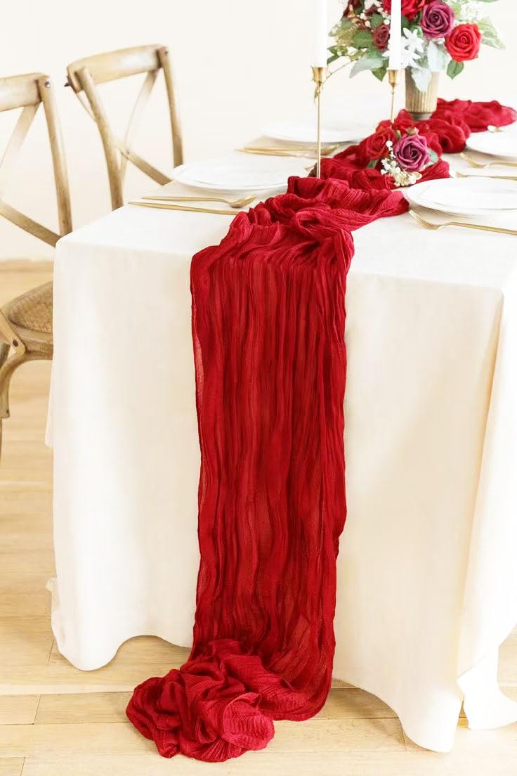 Seveups durable polyester cheesecloth runner resists fading and wrinkling