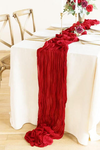 Seveups durable polyester cheesecloth runner resists fading and wrinkling