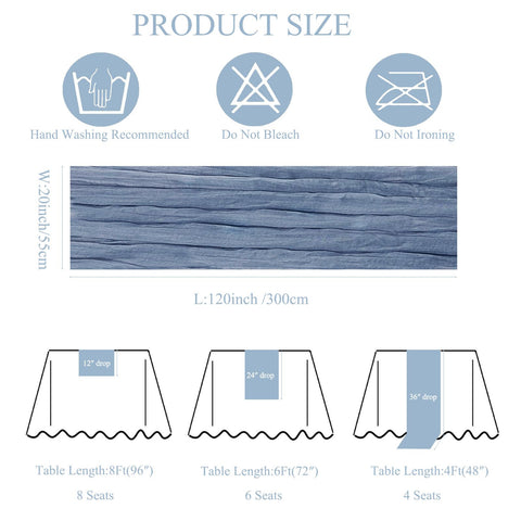 Seveups dusty blue cheesecloth table runner draped look ideal for parties.