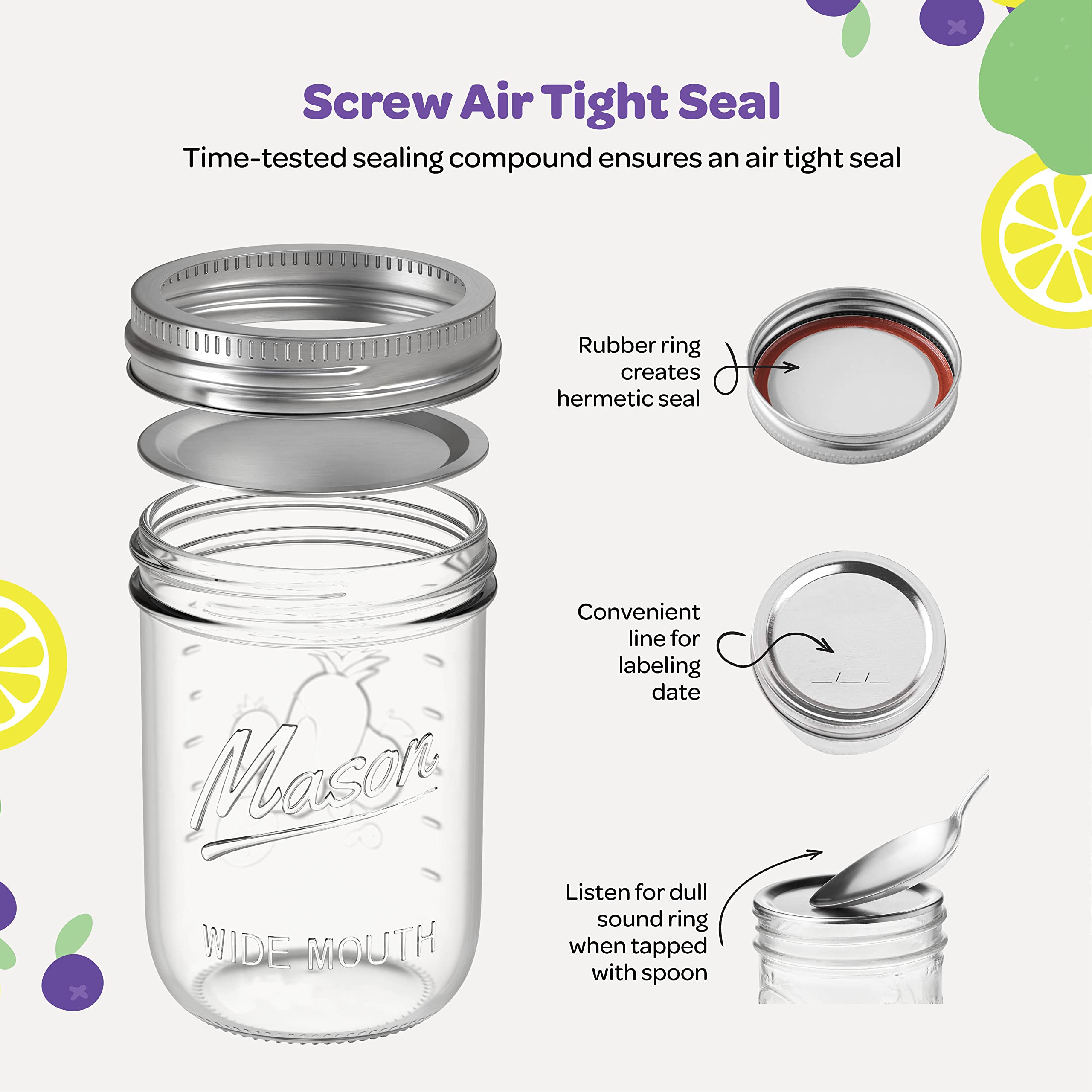 SEWANTA embossed measurements on jar help precise filling for canning