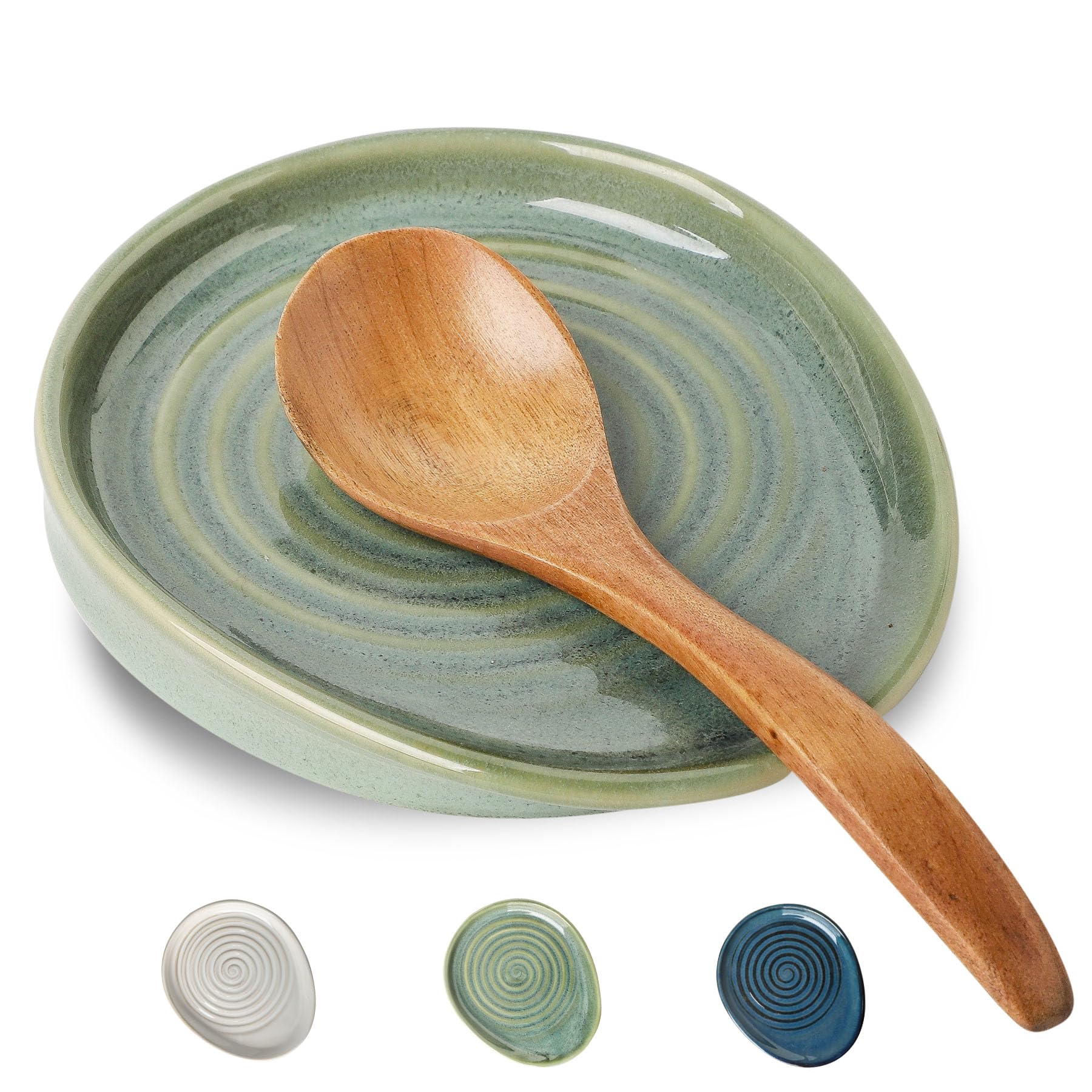 Seyatoo ceramic spoon rest on stove top keeps utensils tidy and contained.