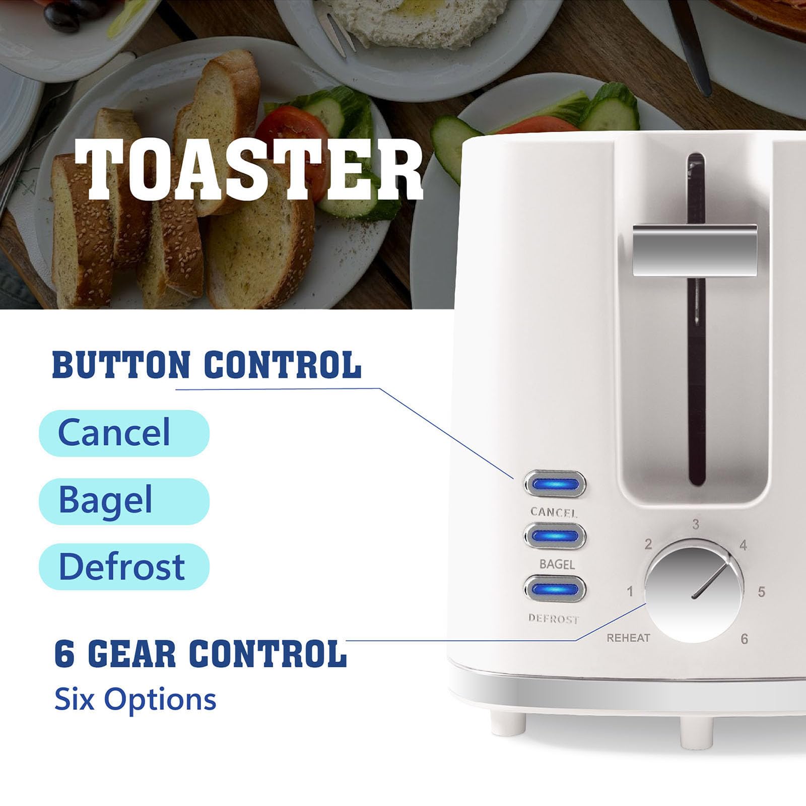 Seydere 2-slice toaster wide slot in beige for thick bread