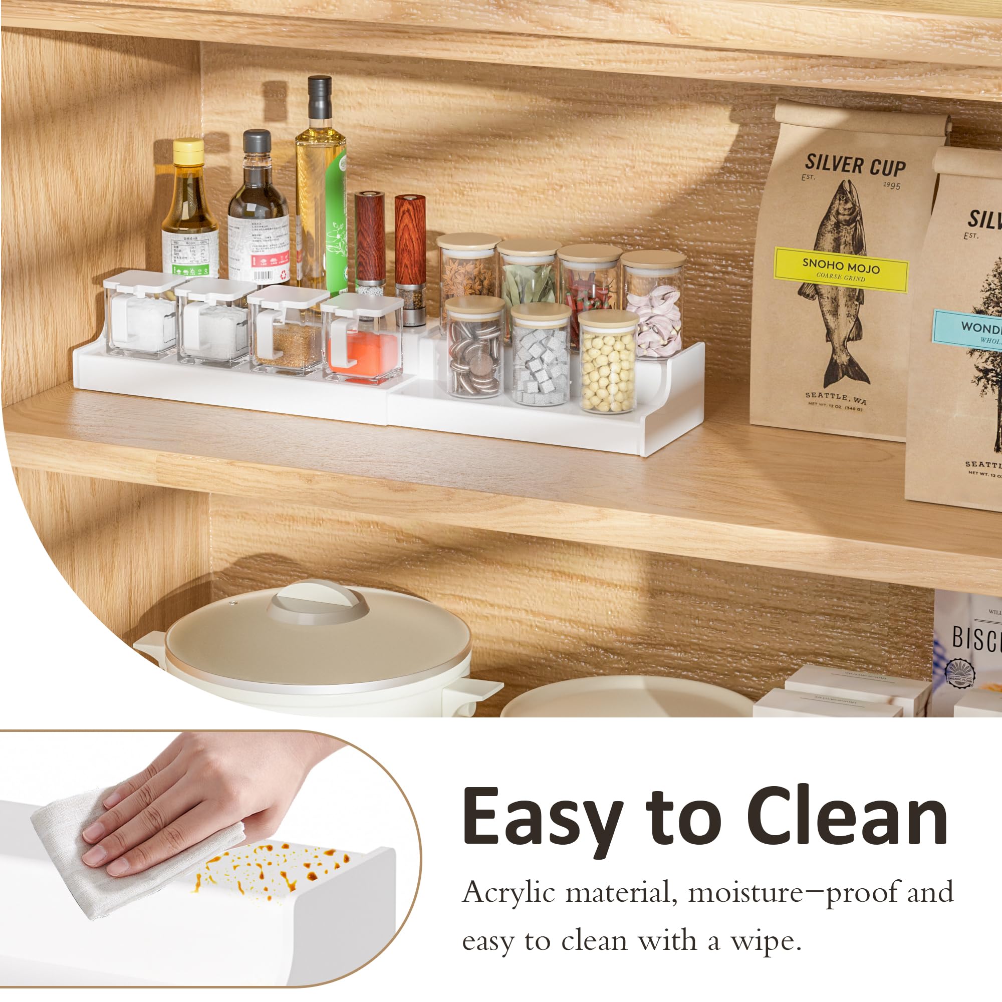 Sezanrpt moisture-resistant kitchen organizer protects contents from humidity.
