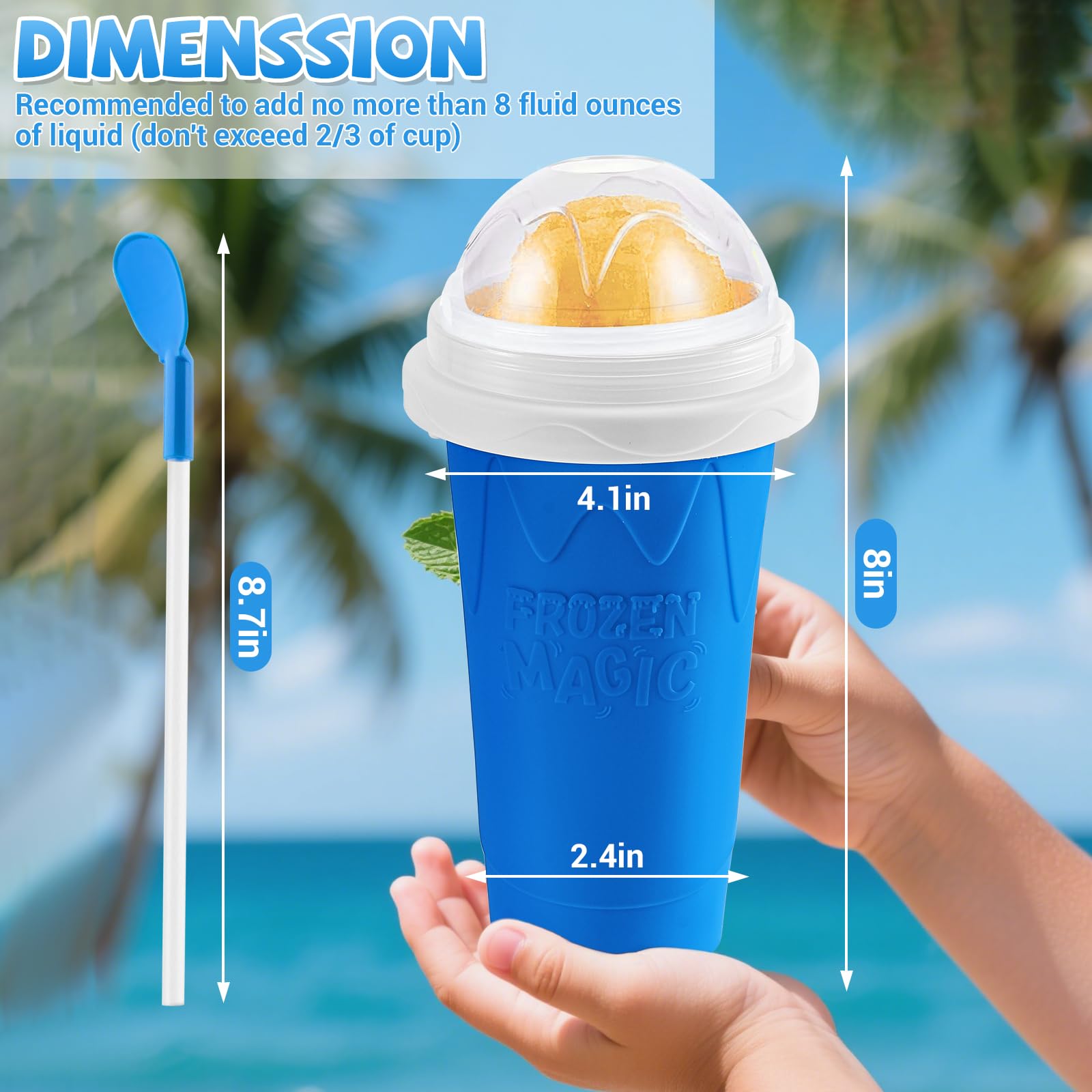 Sezau Slushie Cup detachable-spoon-straw design adds two-in-one convenience.