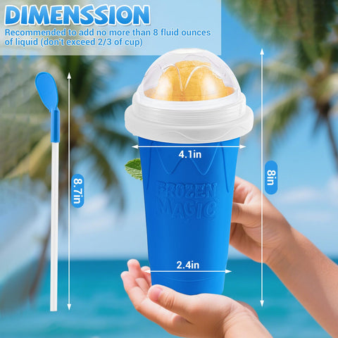 Sezau Slushie Cup dual spoon-straw design for versatile use.