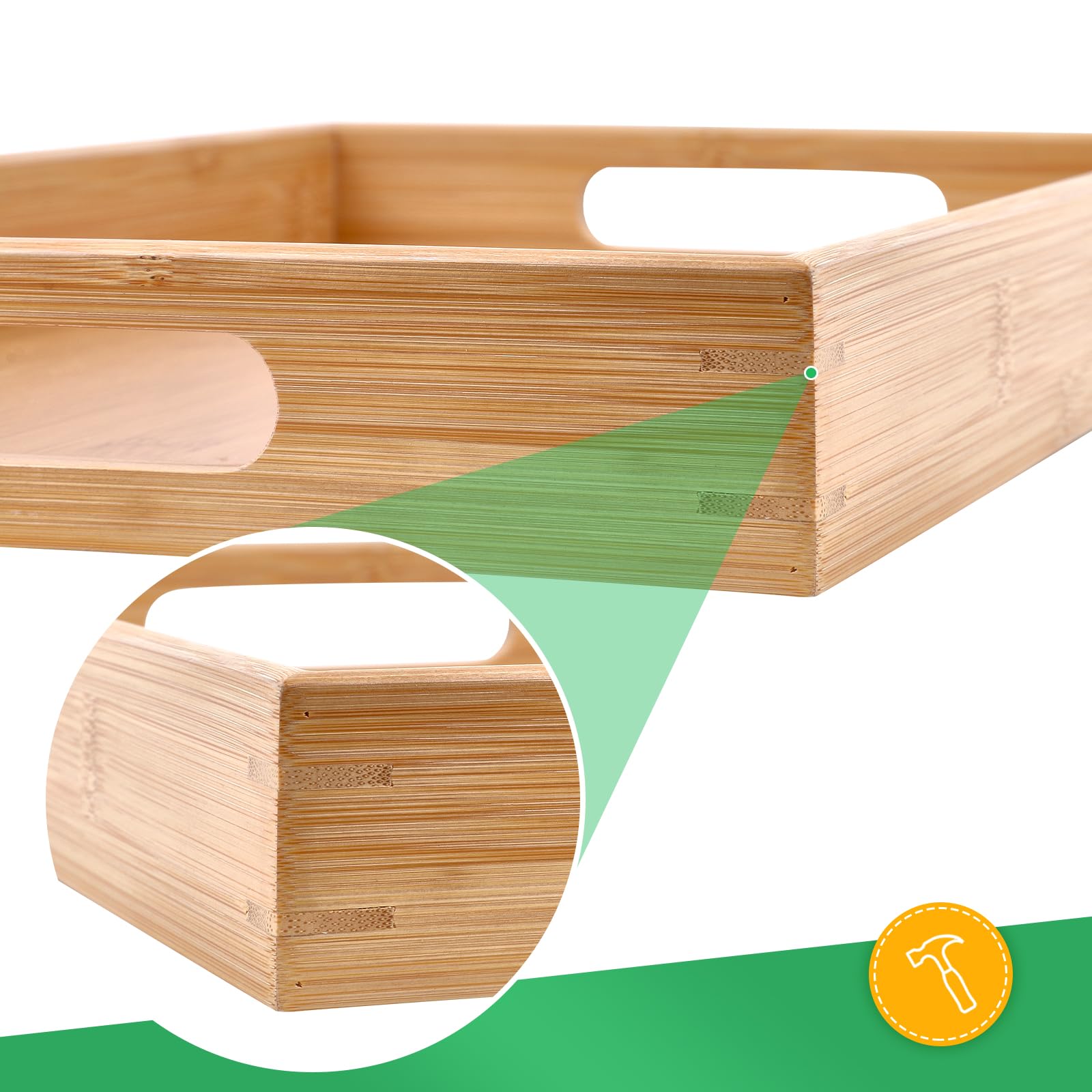 Sgigiul small rectangle bamboo tray ideal for ottoman or coffee tables.