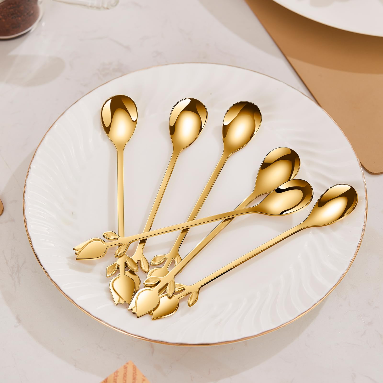 SGVRPVZ gold finish stainless steel spoons suitable for daily use.