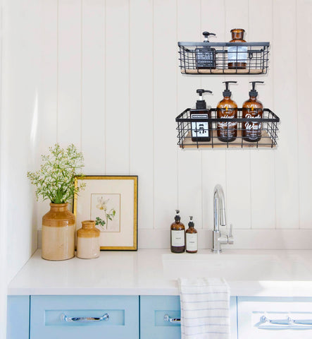 ShabbyDecor pantry organizer basket helps with neat shelves and quick finds
