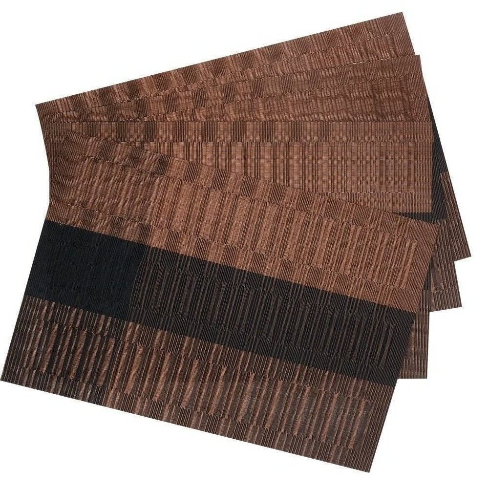 SHACOS placemats ombre coffee black in use at dinner table