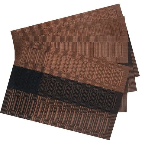 SHACOS placemats ombre coffee black in use at dinner table
