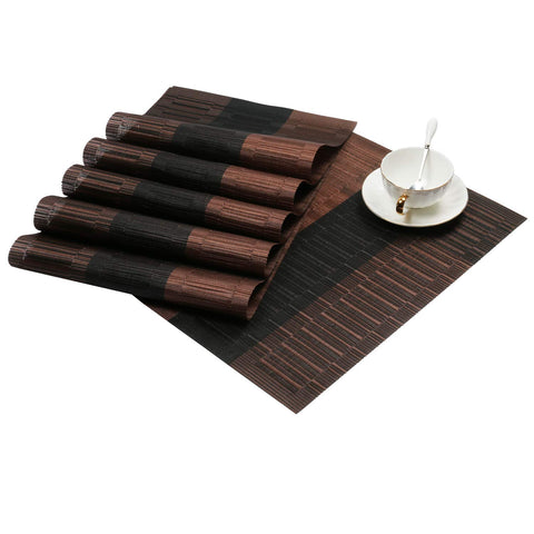 SHACOS placemats ombre coffee black rolled for compact storage