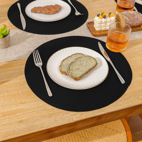 SHACOS round placemats at a dinner party setting