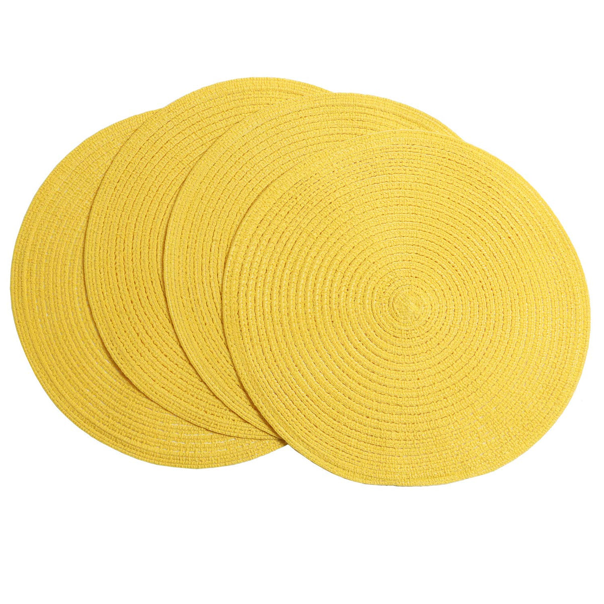 SHACOS round braided placemats in yellow highlighting texture for table styling