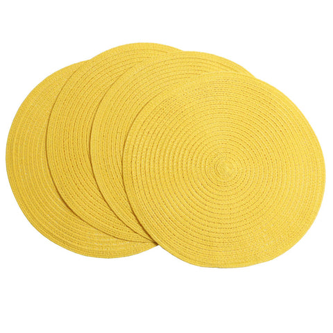 SHACOS round braided placemats in yellow highlighting texture for table styling