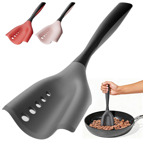 Shadowgallery meat chopper spatula assembly shows 2-in-1 design for quick chopping and serving