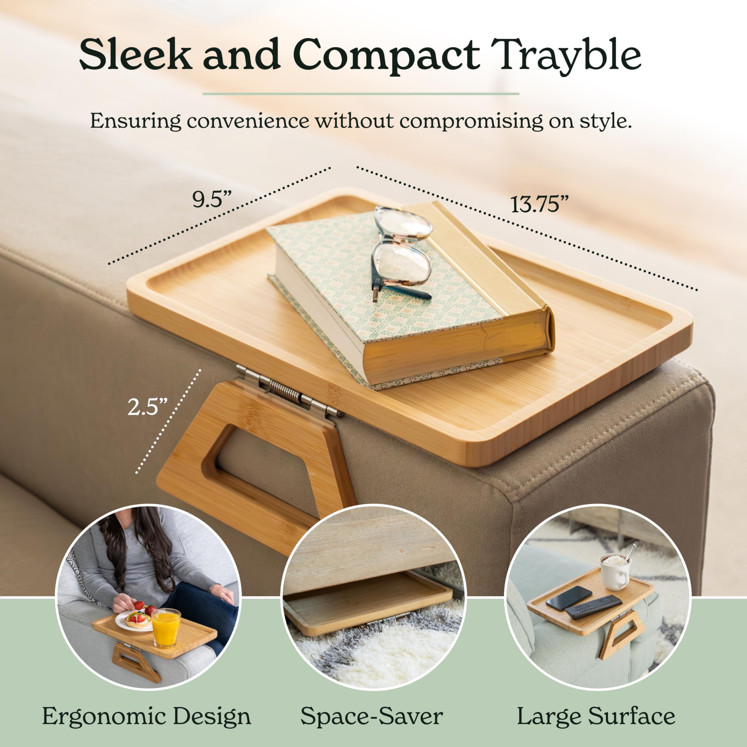 Shamrock Home Bamboo Trayble dinner plate fits for on-couch meals