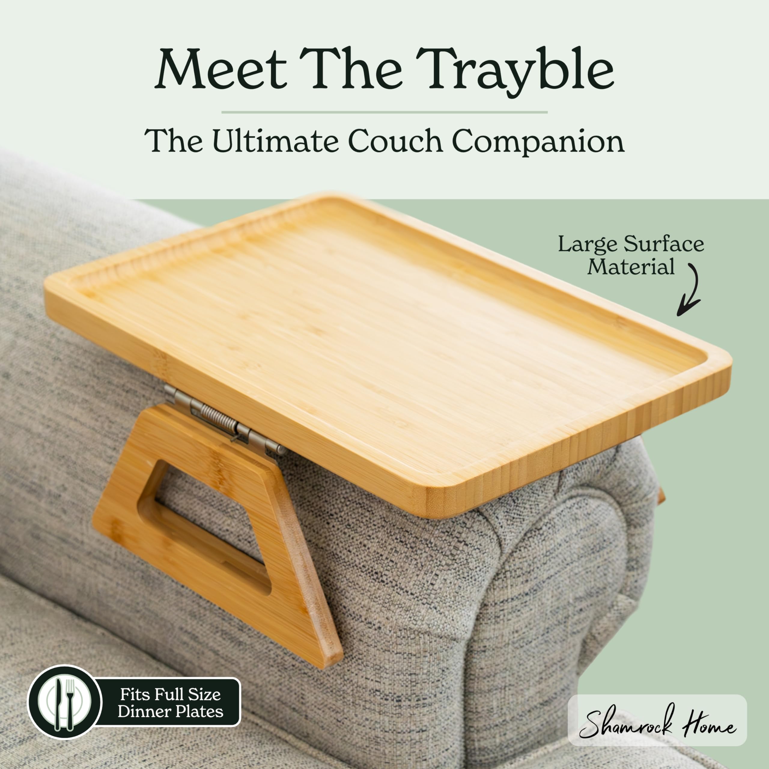 Shamrock Home Bamboo Trayble grip-rubber closeup highlighting non-slip stability