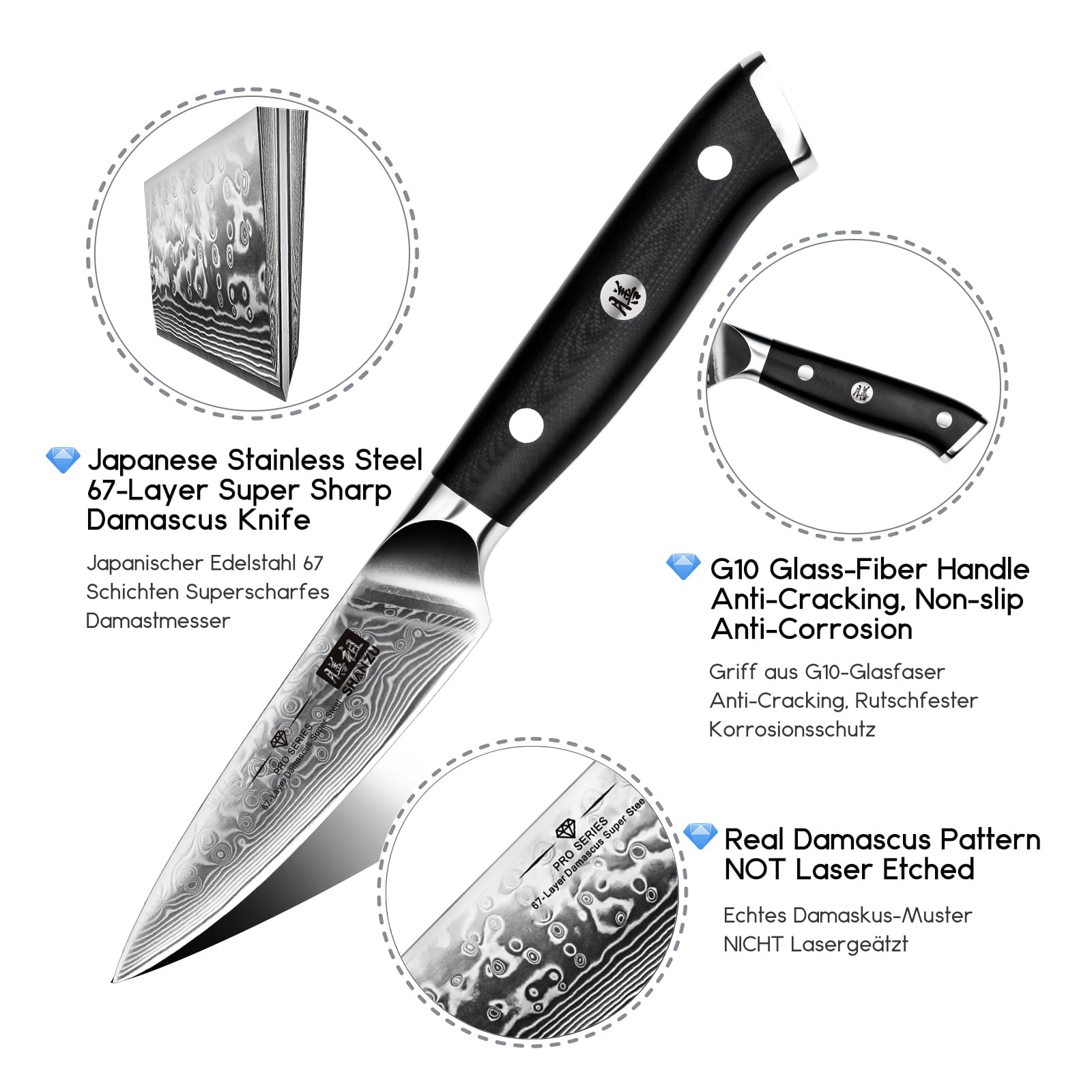 SHAN ZU 67-layer Damascus pattern highlights durability and rust resistance for daily use