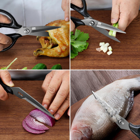 SHAN ZU 8.4-inch scissors in black offer all-purpose performance.