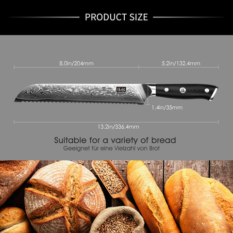 SHAN ZU bread knife with 15-degree blade angle for precise cuts through crusts