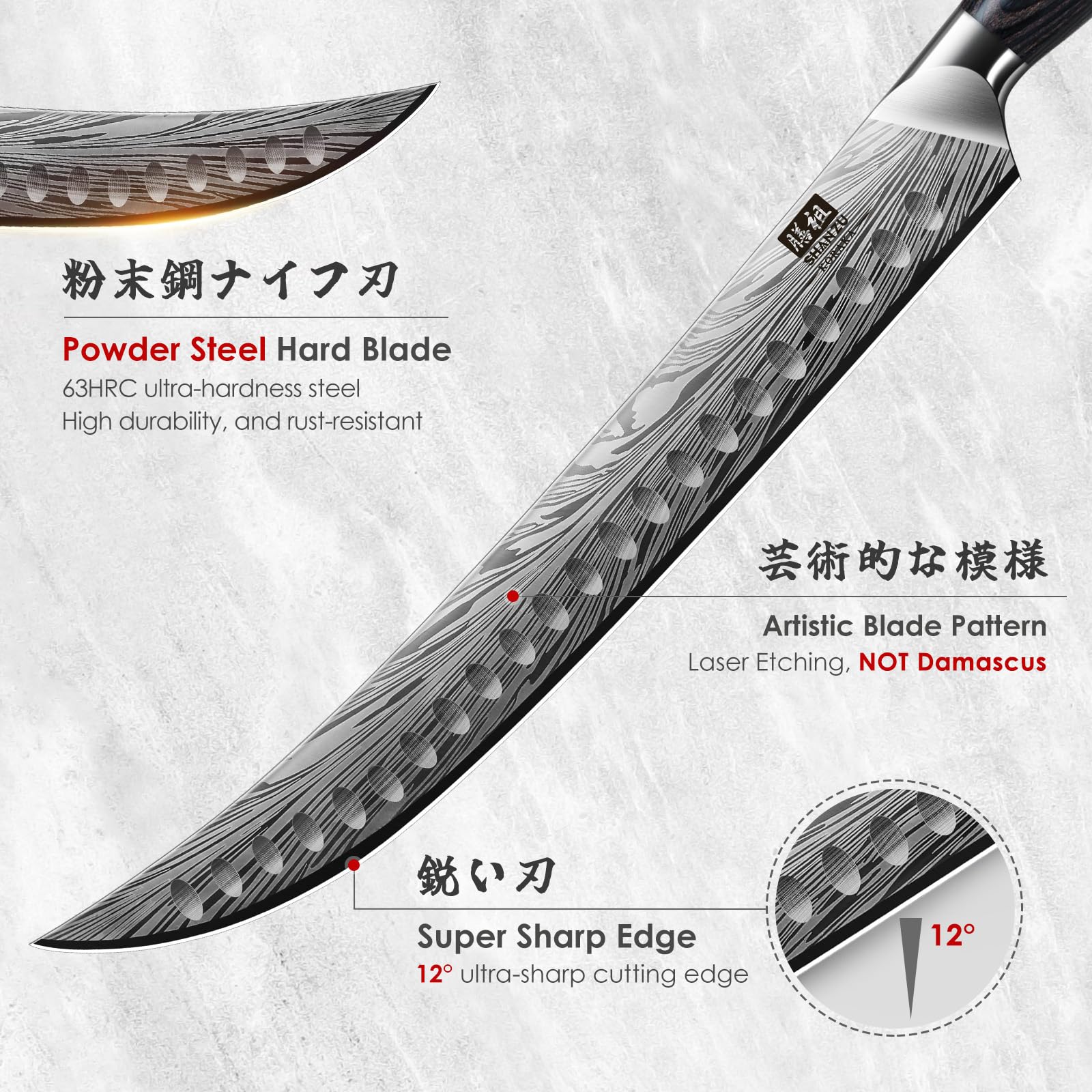 SHAN ZU pakkawood handle provides ergonomic grip